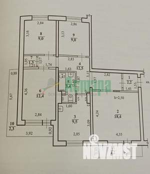 4-к квартира, вторичка, 78м2, 2/9 этаж
