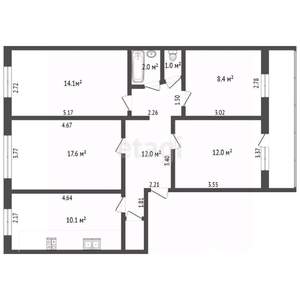 4-к квартира, вторичка, 78м2, 5/5 этаж