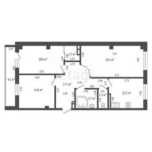 3-к квартира, вторичка, 100м2, 2/16 этаж