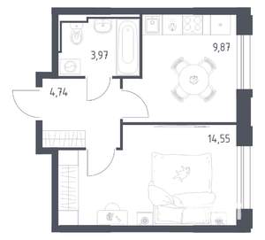 1-к квартира, вторичка, 33м2, 3/17 этаж