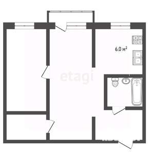 2-к квартира, вторичка, 46м2, 4/4 этаж