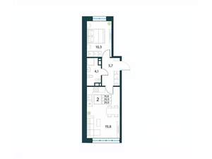 2-к квартира, вторичка, 40м2, 4/10 этаж