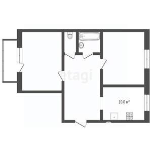 2-к квартира, вторичка, 51м2, 1/5 этаж