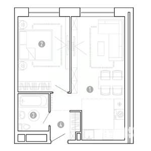 2-к квартира, вторичка, 43м2, 2/15 этаж