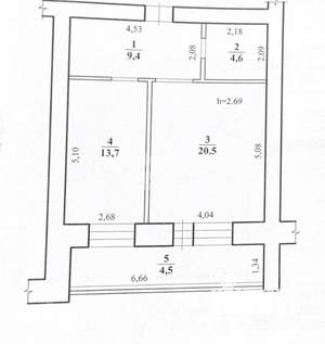 1-к квартира, вторичка, 53м2, 15/16 этаж