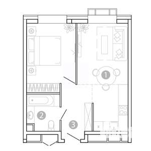 1-к квартира, вторичка, 42м2, 2/15 этаж