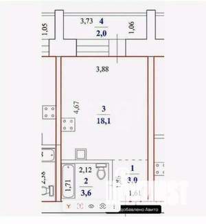 Студия квартира, вторичка, 25м2, 9/9 этаж