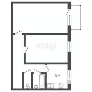 2-к квартира, вторичка, 52м2, 2/5 этаж