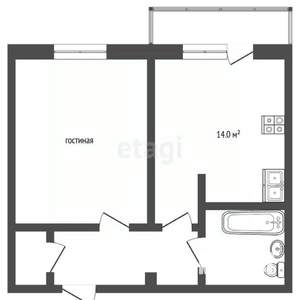 1-к квартира, вторичка, 43м2, 2/2 этаж