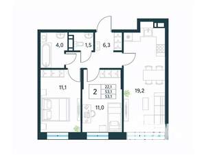 2-к квартира, вторичка, 53м2, 5/18 этаж
