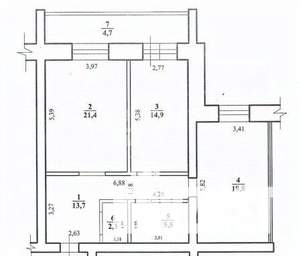 2-к квартира, вторичка, 82м2, 4/7 этаж