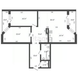 3-к квартира, вторичка, 86м2, 6/15 этаж