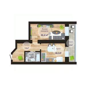 1-к квартира, строящийся дом, 40м2, 14/14 этаж