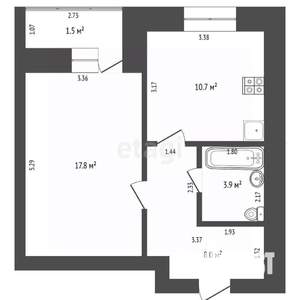 Студия квартира, вторичка, 42м2, 2/7 этаж