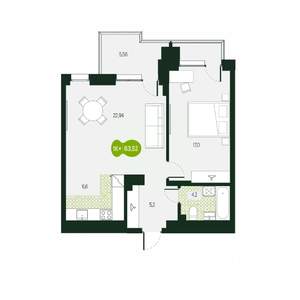 2-к квартира, вторичка, 64м2, 4/17 этаж