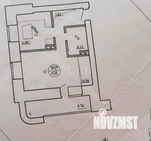 1-к квартира, вторичка, 43м2, 4/13 этаж