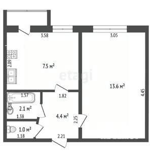 1-к квартира, вторичка, 29м2, 4/5 этаж