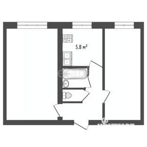 2-к квартира, вторичка, 46м2, 1/5 этаж