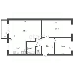 3-к квартира, вторичка, 67м2, 5/5 этаж