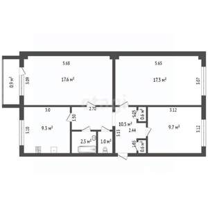 3-к квартира, вторичка, 69м2, 1/5 этаж