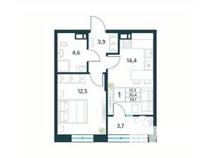 1-к квартира, вторичка, 39м2, 18/18 этаж