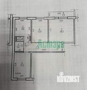 3-к квартира, вторичка, 66м2, 1/10 этаж