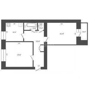 2-к квартира, вторичка, 54м2, 2/4 этаж