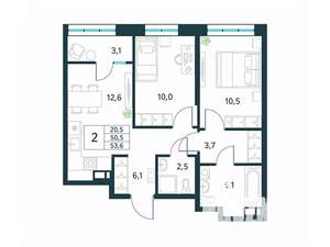 2-к квартира, вторичка, 54м2, 7/18 этаж