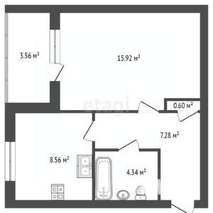 1-к квартира, вторичка, 37м2, 3/3 этаж