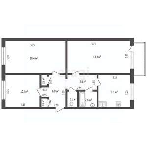 3-к квартира, вторичка, 72м2, 1/5 этаж
