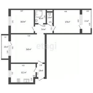 3-к квартира, вторичка, 85м2, 4/5 этаж