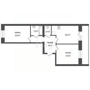 2-к квартира, вторичка, 63м2, 6/9 этаж