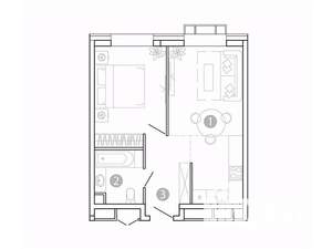 1-к квартира, вторичка, 42м2, 4/15 этаж