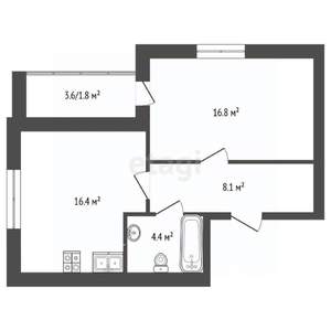 1-к квартира, вторичка, 48м2, 6/9 этаж