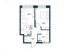 1-к квартира, вторичка, 40м2, 7/18 этаж