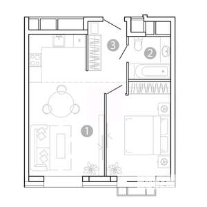 1-к квартира, вторичка, 44м2, 12/15 этаж