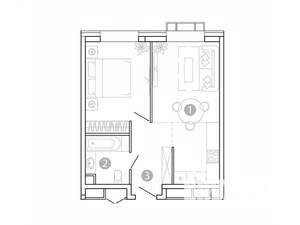 1-к квартира, вторичка, 42м2, 6/15 этаж