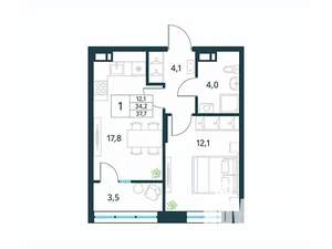 1-к квартира, вторичка, 38м2, 6/18 этаж