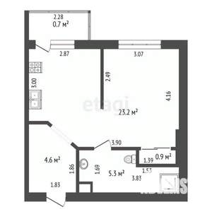 1-к квартира, вторичка, 33м2, 3/5 этаж