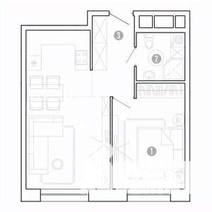 1-к квартира, вторичка, 43м2, 8/15 этаж