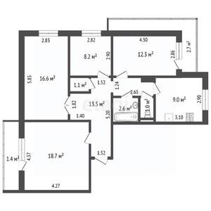 4-к квартира, вторичка, 83м2, 4/9 этаж