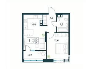 1-к квартира, вторичка, 42м2, 9/18 этаж