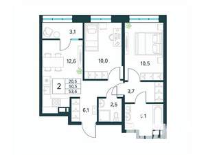 2-к квартира, вторичка, 54м2, 17/18 этаж