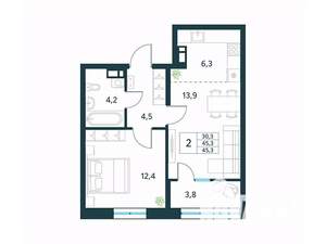 2-к квартира, вторичка, 45м2, 12/18 этаж
