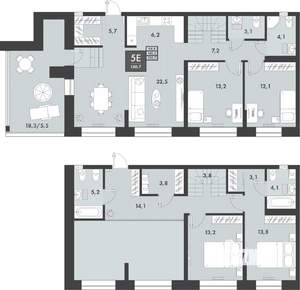 3-к квартира, строящийся дом, 151м2, 15/16 этаж