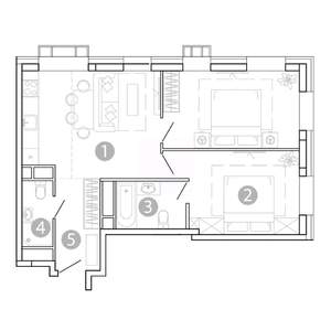 2-к квартира, вторичка, 58м2, 12/15 этаж