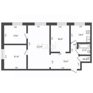 4-к квартира, вторичка, 61м2, 1/5 этаж