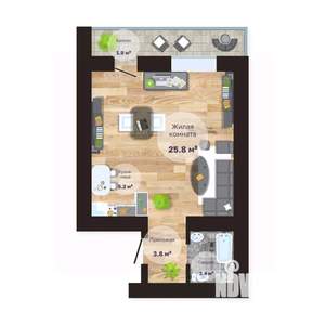 1-к квартира, строящийся дом, 40м2, 7/16 этаж