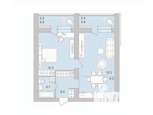 2-к квартира, вторичка, 60м2, 7/9 этаж