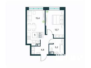 1-к квартира, вторичка, 40м2, 11/18 этаж